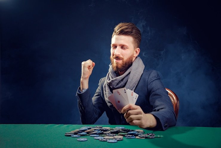 Blackjack table interface showing dealer hand and player options