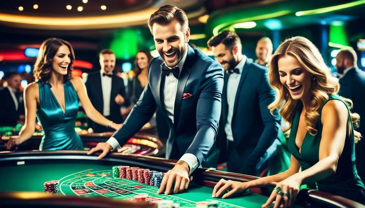 Roulette wheel spinning with betting grid displayed